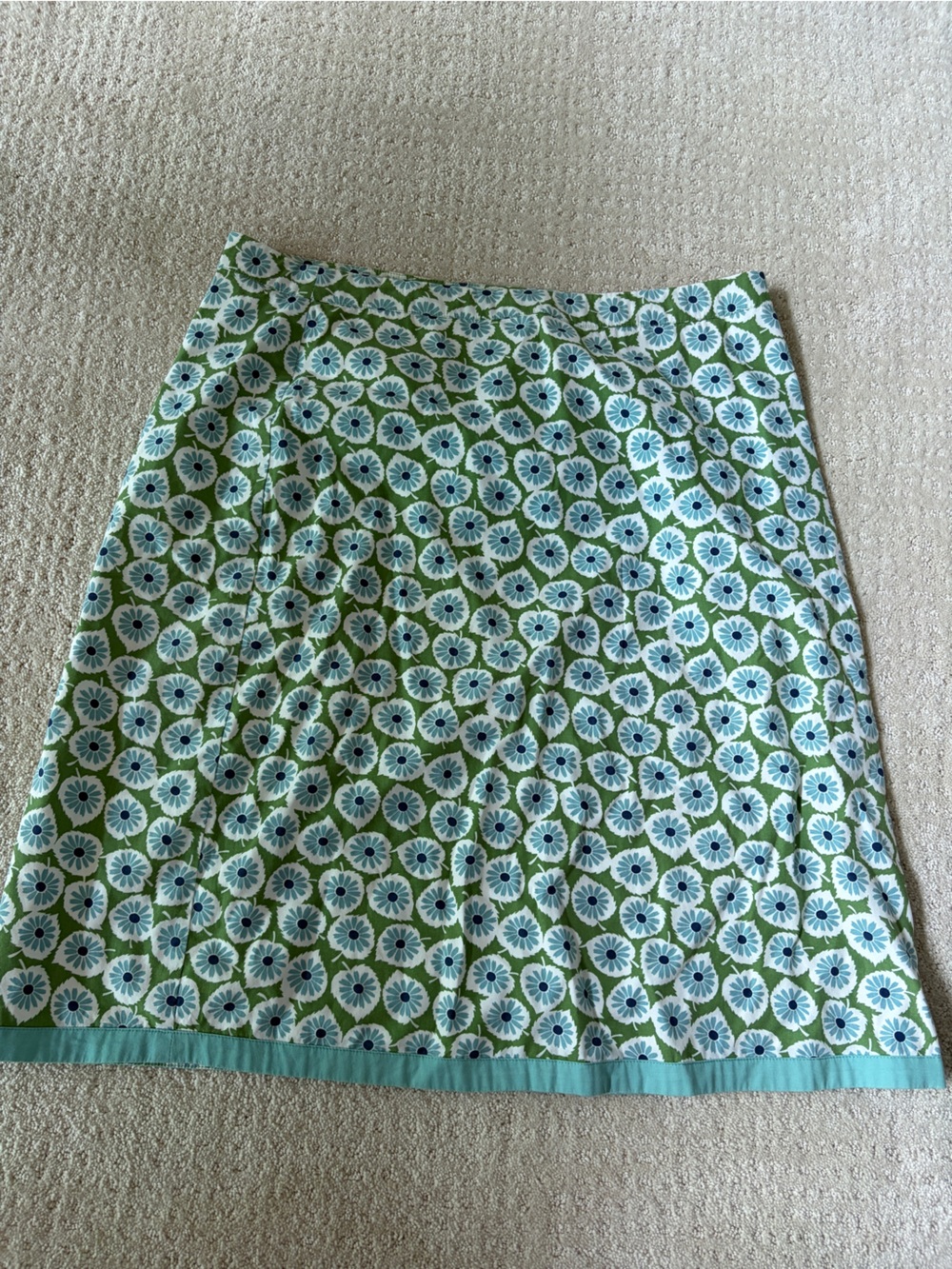 Vintage Boden Floral Geometric Skirt in Green and Blue 10R